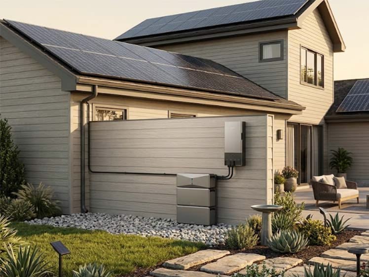 Installation solaire résidentielle avec onduleur et batterie murale